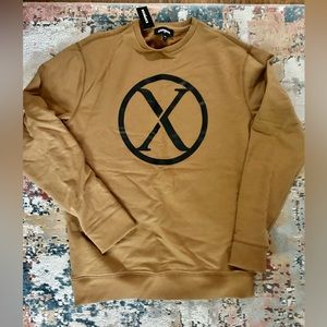 New  Express Sweater Mens Extra Small XS Pullover Tan Black Crewneck Sweatshirt